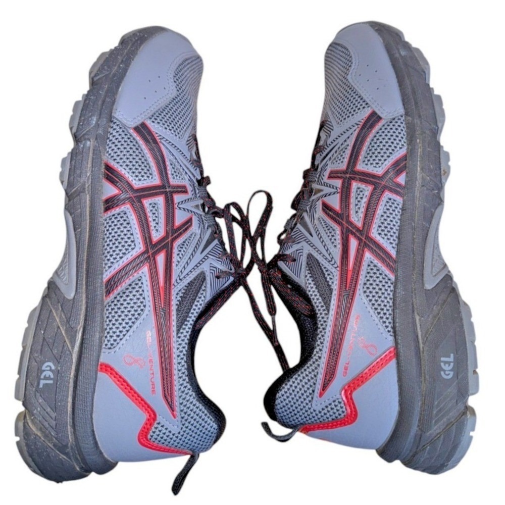 Asics Gel-Venture 8 Mens 11 Pre-Owned Running Shoes Grey Trail Sneakers 1011B396